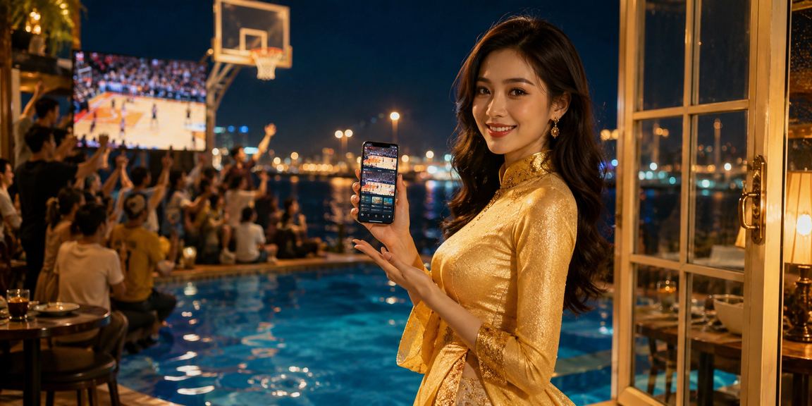 Người hâm mộ bóng rổ mặc áo dài tại Vũng Tàu theo dõi trận đấu và chơi game